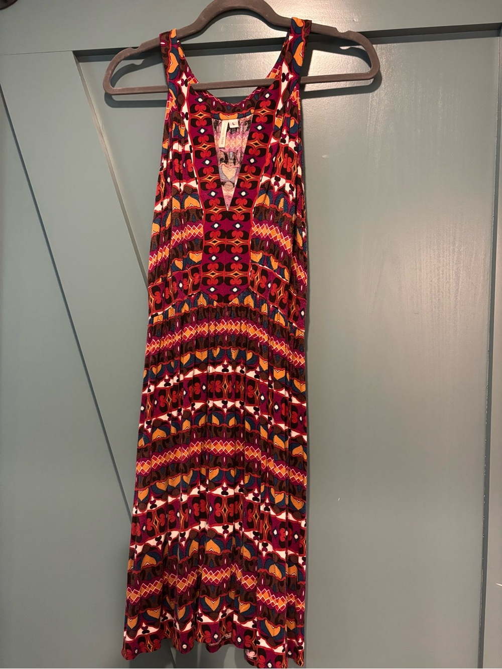 Anthropologie Sleeveless Multicolor Printed Midi Dress